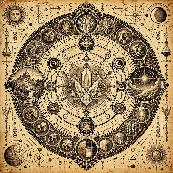 Alchemical diagram with fine lettering before enhancement
