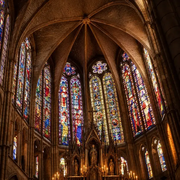 Gothic cathedral interior before enhancement