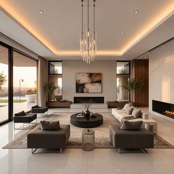 Modern living room before detail enhancement