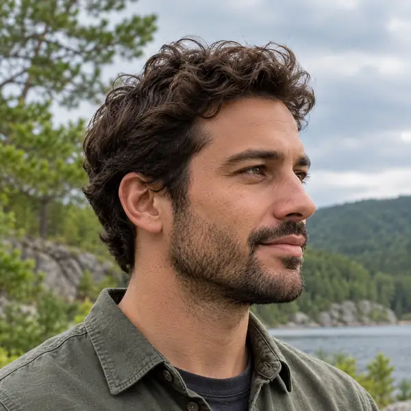 Outdoor portrait of a man before enhancement